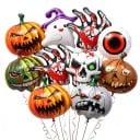 Sæt af oppustelige balloner Halloween 10 stk Foliebaloer Græskar Kranium Øje Skelet hænder og spøgelse Halloween dekoration og pynt til fest 1