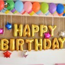 Sæt med 13 HAPPY BIRTHDAY balloner - guld 2