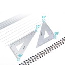 Sæt med 15 cm lineal, 180° vinkelmåler og to trekantlinealer i aluminiumslegering. Sæt med holdbare metallinealer. Multifunktionelt linealsæt. 3