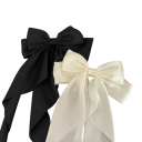 Sæt med 2 satin hårsløjfer 36 x 21 cm Sort og hvid Elegant hårpynt Stilfuldt tilbehør Blød glans Behagelig at have på 5