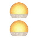 Sæt med 2 stk. lys vækkeure med simulation af solopgang og solnedgang 30 lyde og hvidt støj 12 RGB farver Linned skærm USB-C Til soveværelset 1