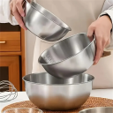 Sæt med 3 madlavningsskåle i rustfrit stål med volumenmarkeringer Køkkenskåle i rustfrit stål Dejskåle Ingredienser og madlavning 3