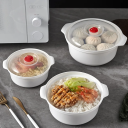 Sæt med 3 plastikmikrobølgeskåle med låg og ventiler Genanvendelig skål til madopvarmning Takeaway-mad Lukbar beholder 5