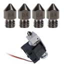 Sæt med 5 stk. hærdede stål dyser 0,4 mm til filament 1,75 mm med M6 gevind til print af præcise 3D modeller 3