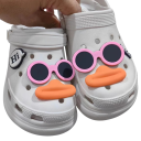 Sæt med 6 stk. dekorationer til crocs ansigt med runde briller PVC pynt til crocs sko til personalisering af fodtøj 5