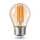 Sæt med 6 stk LED pærer med filament G45 E27 Dæmpbare 4 W 320 lm 220 V 7,3 x 4,5 cm Ravfarvet glas Varm hvid 2700 K Til lamper og belysning 2