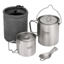Sæt med 750 ml og 350 ml titaniumkrus med låg Ultralette krus med foldbart håndtag Foldbar sportspose Camping Vandring 1