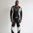 Sæt med motocross trøje med lange ærmer og bukser med hvide sidelapper og gyldne skrifter til motocross, enduro og ATV sort 3