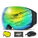 Sæt med skibriller, udskiftelig gul linse, stofbetræk og skibrilleretui. Spejlvendte ski- og snowboardbriller med UV400-filter 23 x 9,5 cm. 7