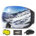 Sæt med skibriller, udskiftelig gul linse, stofbetræk og skibrilleretui. Spejlvendte ski- og snowboardbriller med UV400-filter 23 x 9,5 cm. 8