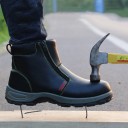 Safety Ankle Boots with Steel Toe For Work with Mechanical Risks Side Zip Leather and PU Leather Rubber Treaded Sole Black 4
