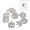 Safety Socket Plug 10 pcs Round Cover Protecting Children from Electric Shock White ABS Plastic Dimensions 3.8 x 1.8 cm 2