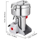 Sähköinen kahvimylly 2000 W 28000 rpm Ruostumattomasta teräksestä valmistettu jyvämylly ylikuormitussuojalla 1000 g Jauhatuskone viljalle, maissille ja yrteille 36 x 19 x 13,4 cm 3