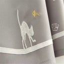 Saia de alças para senhora com padrão de gato Extremidades das alças em forma de patas Cintura elástica Bordado de gato na bainha Corte 11
