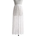 Saia interior de renda para senhora com padrão floral e elástico na cintura longa e transparente para vestidos tamanho universal 7