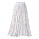 Saia interior de renda para senhora com padrão floral e elástico na cintura longa e transparente para vestidos tamanho universal 6