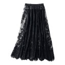 Saia interior de renda para senhora com padrão floral e elástico na cintura longa e transparente para vestidos tamanho universal 2