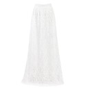 Saia longa de renda feminina com padrão floral Cós largo Comprimento maxi até aos tornozelos Corte ligeiramente alargado Algodão e poliéster 1