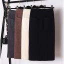 Saia midi de malha para senhora com bolsos Saia canelada ajustada com cintura elástica e fenda Viscose com spandex Saia elegante para o trabalho 6