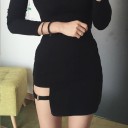 Saia mini assimétrica preta para senhora Saia de algodão com corte ajustado Abertura inferior assimétrica Ajusta-se na cintura Para uso diário 1