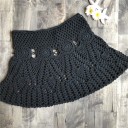 Saia mini de malha para senhora Padrão de renda com motivos circulares Corte em A alargado Cordão para amarrar na cintura Mistura 2