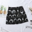 Saia mini feminina com estampado de rostos humanos Saia em A acima do joelho com padrão de contraste marcante em poliéster 4