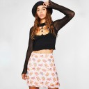 Saia mini feminina com estampado de ursos Saia rosa de corte reto acima do joelho com bainha ondulada Poliester e spandex Material elástico 5