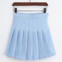 Saia mini plissada feminina em estilo japonês Saia de verão plissada com fecho lateral Corte curto acima do joelho Poliéster 3