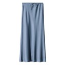 Saias maxi de cetim longas para mulheres Saia elegante, brilhante e reta de cintura Alta Saia social lisa para a noite, baile 4