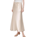 Saias maxi de cetim longas para mulheres Saia elegante, brilhante e reta de cintura Alta Saia social lisa para a noite, baile, casamento, celebração 1