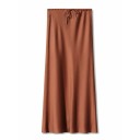 Saias maxi de cetim longas para mulheres Saia elegante, brilhante e reta de cintura Alta Saia social lisa para a noite, baile 7