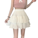 Saias mini em A com volantes Estilo plissado com cintura elástica Saia leve de verão para mulheres Moda feminina elegante 2