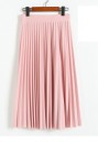 Saias plissadas longas para senhora com cós elástico largo Pregas densas e finas Poliéster com spandex Corte elegante e confortável 2