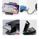 Säilytyslaatikko langattomalla laturilla 5 W Kolme adapteria Lightning Micro USB ja USB-A USB-C kaapeli 29 cm SIM-neula Mitat 8,9 x 5,8 x 1,3 cm 5