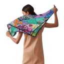 Șal cu motiv de peisaj pictat și zebră, șal pătrat, tendință de modă feminină, șal multifuncțional pentru cap, gât și corp, accesoriu elegant 3