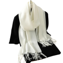 Șal pentru femei 33x180 cm Șal moale uni cu capete franjurate Accesoriu ușor și călduros din poliester Șal elegant pentru toamnă și iarnă 5