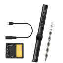 Saldatore elettrico intelligente con temperatura regolabile 80-420°C Pistola saldante senza fili con riscaldamento rapido 96 W Saldatore con display OLED Saldatore con supporto, cavo USB-C e punta per saldatura 18,4 x 2 cm 1