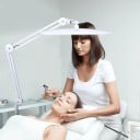 Salonní LED lampa 18 W se 117 diodami a 4 stupni jasu s ramenem 40 a 40 cm kovová otočná s upínací svorkou ke stolu na řasy a obočí 5
