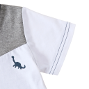 Salopetă de vară pentru copii cu mânecă scurtă Salopetă albă și albastră cu dinozaur Salopetă din tricou și pantaloni scurți Salopetă festivă confortabilă din bumbac și poliester 3