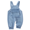 Salopetă din denim pentru copii cu bretele și pulover Pantaloni lungi Buzunare Nasturi la umeri Salopetă confortabilă din bumbac 2