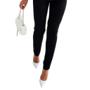 Salopetă neagră pentru femei cu pietricele Decolteu în V Pantaloni lungi Top elegant Mâneci din dantelă Curea în talie Poliester de ocazie 3