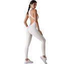 Salopetă sportivă pentru femei cu bretele, spate liber și colanți cu fermoar în decolteu, salopetă fitness din nylon 8
