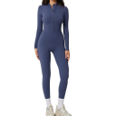 Salopetă sportivă pentru femei cu mânecă lungă și colanți cu fermoar la decolteu Salopetă fitness uni din nylon și spandex 6