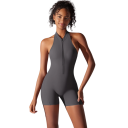 Salopetă sportivă pentru femei cu top și pantaloni scurți cu fermoar în decolteu Spate deschis Salopetă uni din nylon și spandex 16