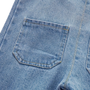 Salopette en jean pour enfants avec pull Pantalons longs Poches Boutons aux épaules Salopette confortable en mélange de coton et polyester 3