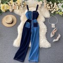 Salopette en jean pour femme avec fermeture éclair A2585 1