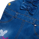 Salopette en jean pour fille avec broderie Pantalons longs Bretelles réglables à boutons Poches Combinaison confortable en coton et polyester Pantalons stylés pour enfants 3