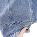 Salopette in denim per bambini in cotone e spandex Vestibilità ampia Salopette casual autunnale per ragazze e ragazzi Salopette blu monocolore con bottoni 8