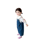 Salopette in denim per neonati e ragazze senza maniche con orecchie da coniglio e codino Salopette estiva in cotone con tasche e bottoni 4