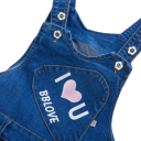 Salopette in denim per ragazze con ricamo di farfalle Pantaloni lunghi Spalline con bottoni Tasche Salopette per bambini comode in cotone 2